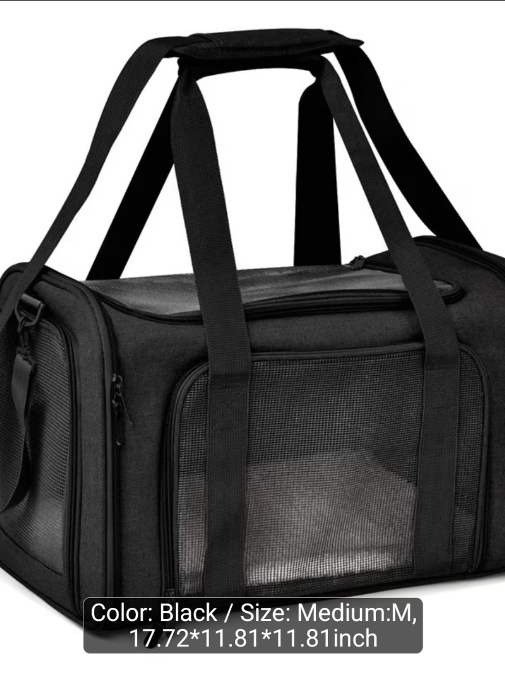 Soft-Sided Breathable Black Pet Carrier Bag – Medium